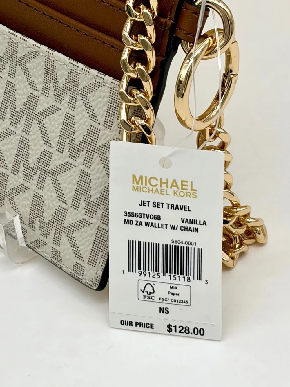 Michael Kors Jet Set Travel Signature Logo Chain Wallet Card Holder